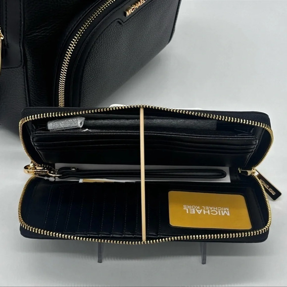 Michael Kors Medium Jaycee Backpack & Continental Wallet Wristlet Black - Picture 8 of 14